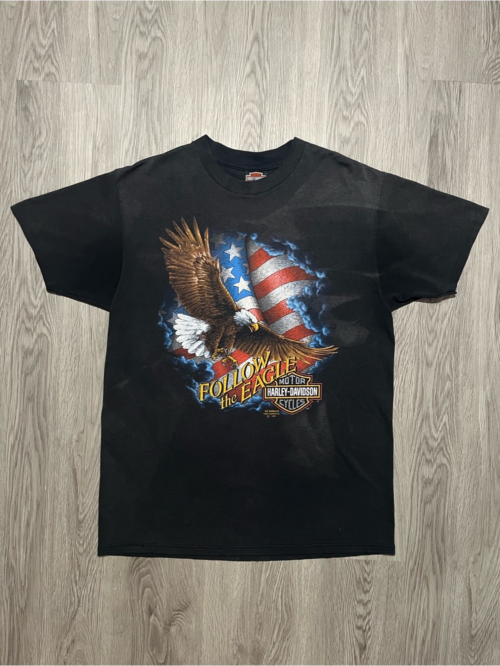 90s 3D EMBLEM Harley Davidson 1991 follow the eagle rolling thunder USA Large